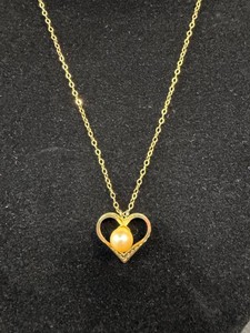 Gold-Filled 16 Heart Pendant Necklace with Pearl-Style Bead