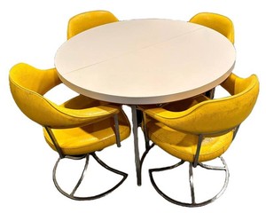 LLR - Mid Century Modern Dining Set Table & 4 Chairs With 2 Leaves