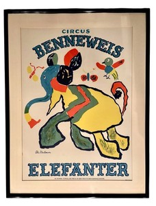 LLR - Vintage Danish Circus Poster - Ole Stockmarr Elefanter Framed