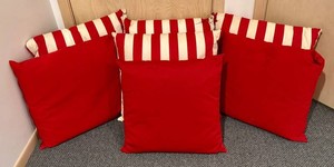 LLR - Outdoor Pillows Set of 7 Red & Stripe