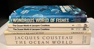 LLR - Vintage Ocean & Fish Reference Books Lot of 5 Jacques Cousteau