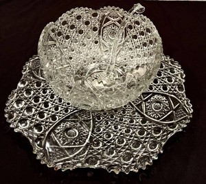 LLR - Vintage Crystal Punch Bowl Set LE Smyth Handmade