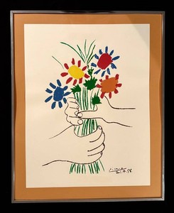 LLR - Picasso Bouquet Framed Print Signed Dated 21.4.58 30 12 X 24 12 in