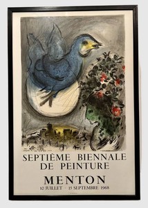 LLR - Vintage Marc Chagall Exhibition Poster Loiseau Bleu Menton 1968