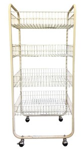 LLS - Wire Basket Rolling Cart Mobile Merchandisers 4-Tier