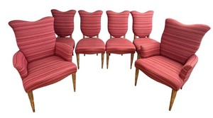 LR - Set of 6 Custom Upholstered Wingback Dining Chairs