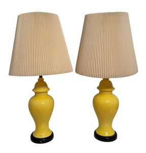BR1 - Pair of Vintage Yellow Table Lamps