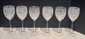 LR - Vintage  1980s Luminarc France Art Glass Wine Glasses