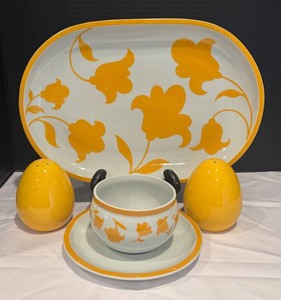 LR - Block Hearthstone Ginger Platter, Gravy Boat and SaltPepper Shakers