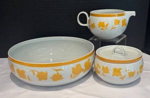 LR - Block Hearthstone Ginger Serving Bowl with Creamer Pitcher and Sugar Dish