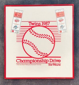 LR - Vintage Minnesota Twins Framed Homer Hanky & Tickets