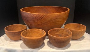 LR - Vintage World Woods Wooden Serving Bowl Set