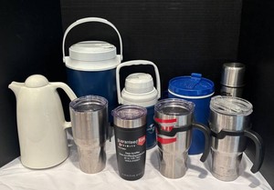 LR - Travel Mugs & Thermoses Mixed Lot YETI, Arctic Zone, Nissan, MVP and More