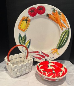 LR - Platter, Basket & Bowl by LaCeramica & Dept 56 and More