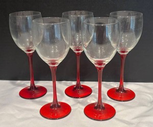 LR - Five Red Stemmed Glasses