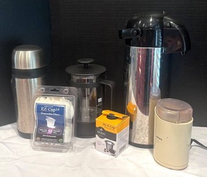 LR - Coffee Thermos, French Press & Grinder Mixed Lot - Keurig, Bodum, Krups and More