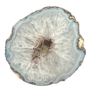 LR - Agate Geode Slice Polished Quartz Center 4 12 in