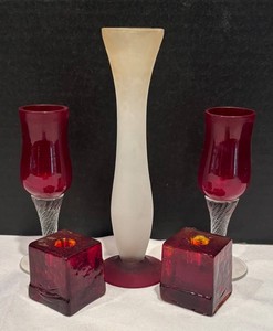 LR - Candleholders, Vase & Cordial Glasses