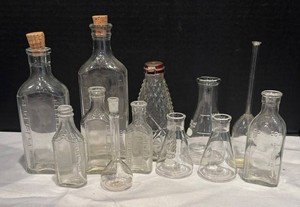 LR - Vintage Glass Bottles & Beakers