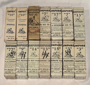 LR - 14 Vintage Homeopathic Medicines - Humphreys Assorted Remedies