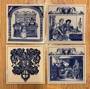 LR - Four Delft Holland Tile Trivets