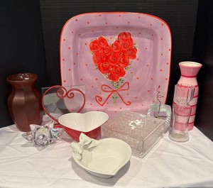 LR - Heart Motif Platter, Vases, Bowls, Frames and More