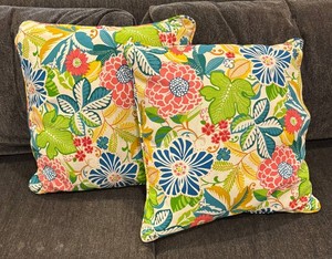 FR - Pair of Vibrant Floral Accent Pillows