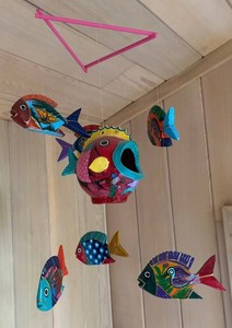 P - Mexican Folk Art Fish Mobile