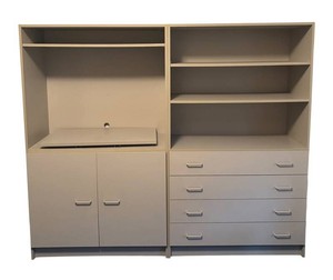 BR2 - Two Vintage Gray Storage Cabinet Shelves