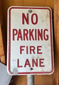 G - Vintage Double Sided No Parking Fire Lane Sign
