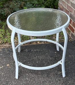 G - White Glass Top Patio Table