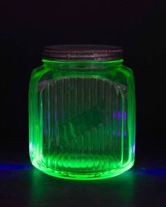 Uranium Glass Hoosier Cookie Jar