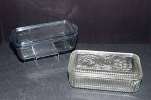 Glass Loaf Dishes with Covers  Set of 2