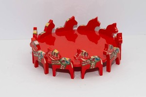 Wooden Dala Horse Serving Stand