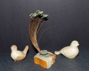 Assorted Bird Figurines & Brass Bird Paperweight