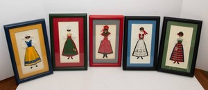 Framed Scandinavian Textile Artwork  Set of 5