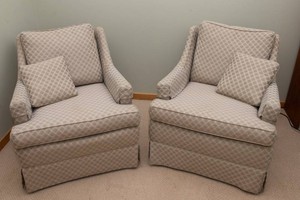 Set of Two Reupholstered Easy Chairs