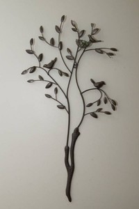 Metal Bird Wall Hanging with Marble Eggs