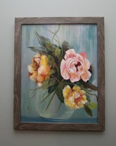 Hand-Painted Peonies Artwork