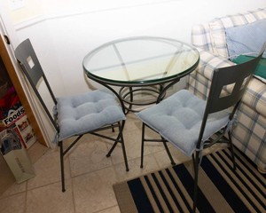 Glass Top Bistro Table & Two Chairs