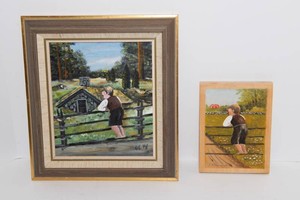 Hand-Painted Scandinavian Boy Artwork  Set of 2