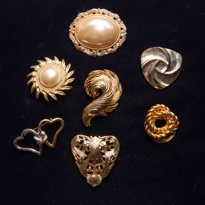 Gold-Tone Brooch Collection  Set of 7