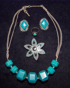 Turquoise & Silver Tone Jewelry Collection
