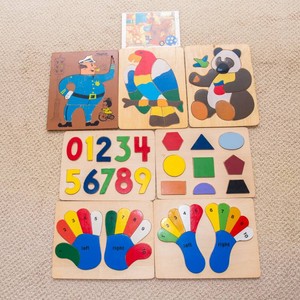 Vintage Wooden Childrens Puzzle Collection  Set of 8