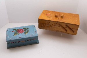 Scandinavian Jewelry Box & Wooden Sewing Box