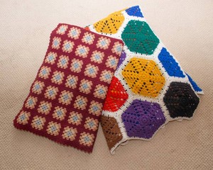 Hand-Crocheted Throw Blankets  Set of 2