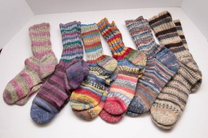 Hand-Knit Wool Socks  Set of 6 Pairs