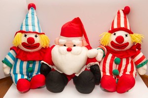 Vintage Plush Stuffed Animals  Clowns & Santa