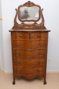 Antique Dresser with Original Mirror & Key