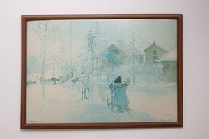 The Yard and Wash-House by Carl Larsson Framed Print (42 x 29)